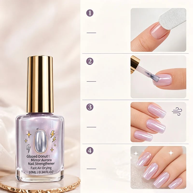 📢📢Last Day: 60% OFF🔥⏰Lilac Glossy Mirror Nail Strengthener