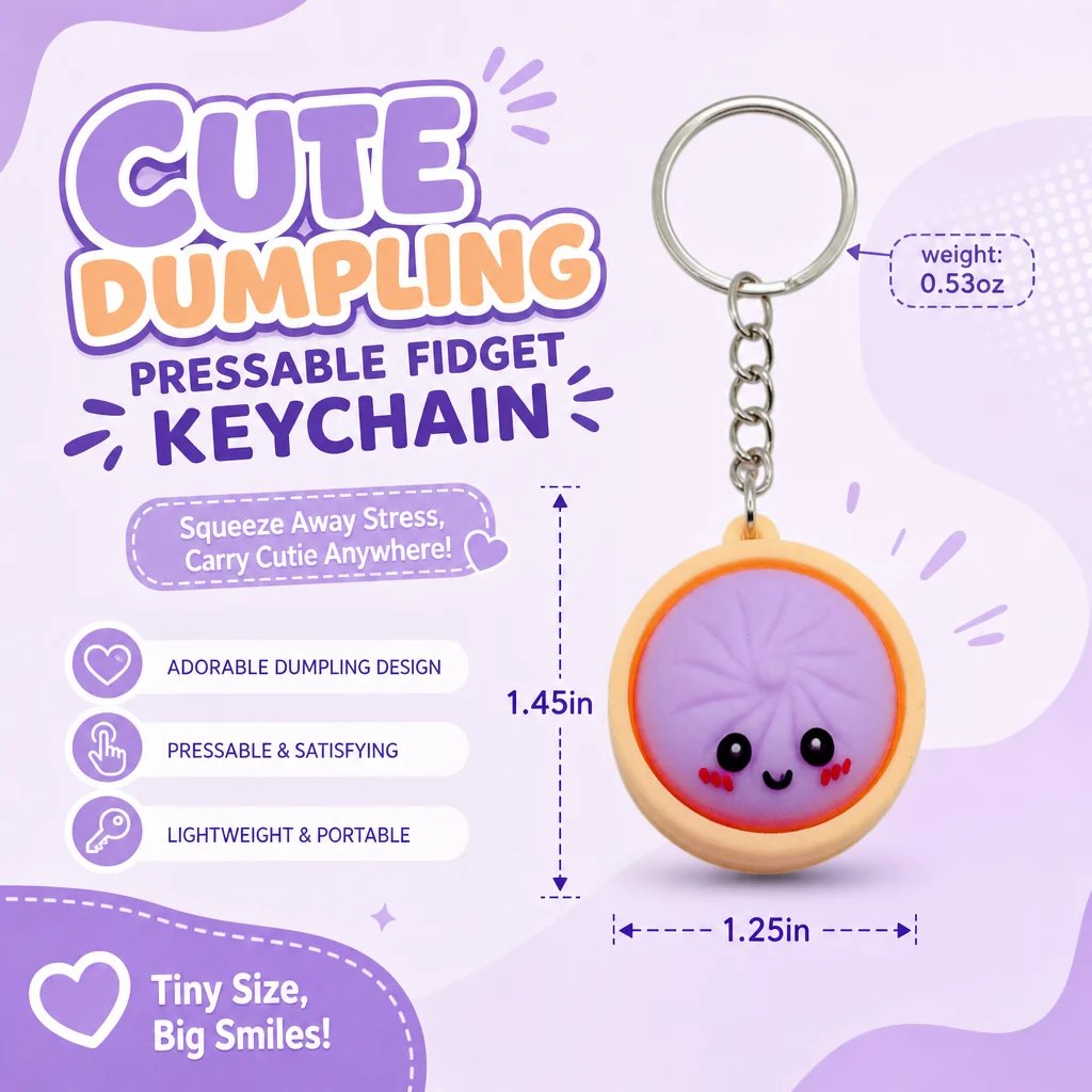 🔥 LAST DAY 49% OFF🔥 Cute Dumpling Pressable Fidget Keychain - touch sensing light