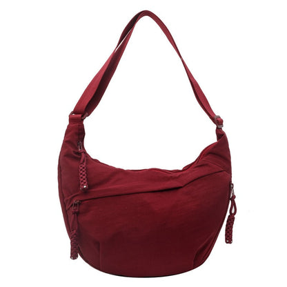 🏆5k sold this week!🔥Designer Direct Sales👜Women's Fashion Plain Color Nylon Crossbody Hobo Bag