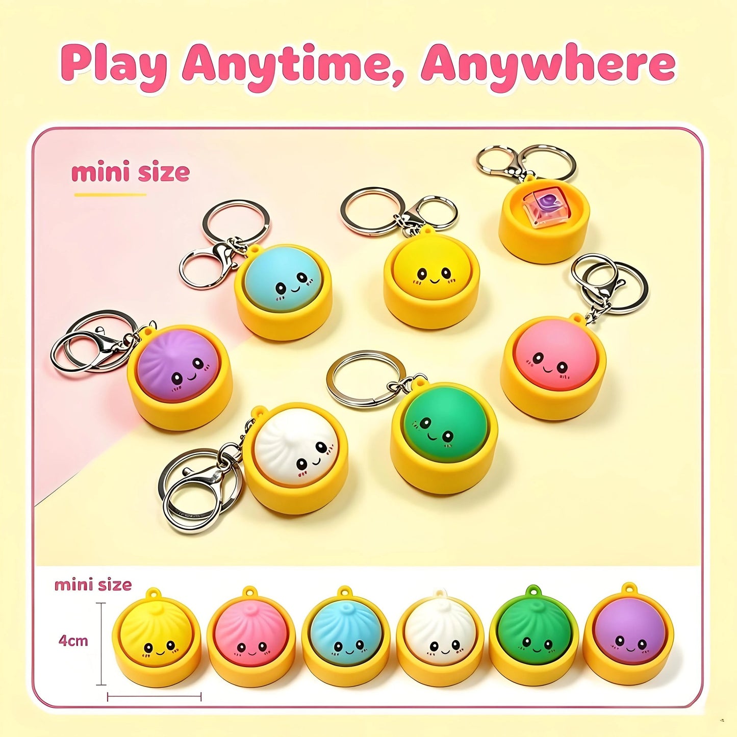 🔥 LAST DAY 49% OFF🔥 Cute Dumpling Pressable Fidget Keychain - touch sensing light