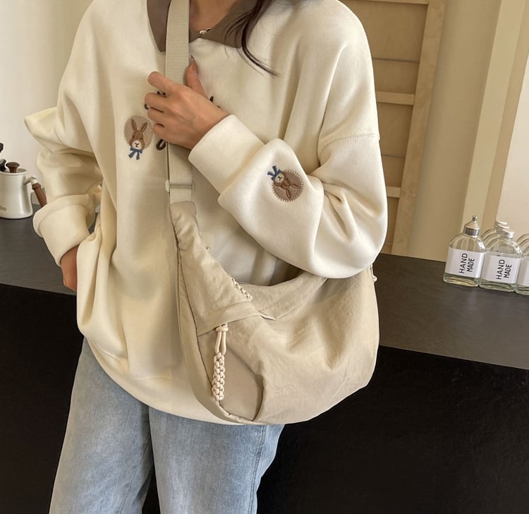 🏆5k sold this week!🔥Designer Direct Sales👜Women's Fashion Plain Color Nylon Crossbody Hobo Bag