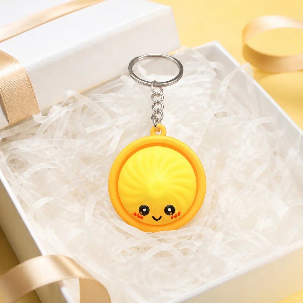 🔥 LAST DAY 49% OFF🔥 Cute Dumpling Pressable Fidget Keychain - touch sensing light