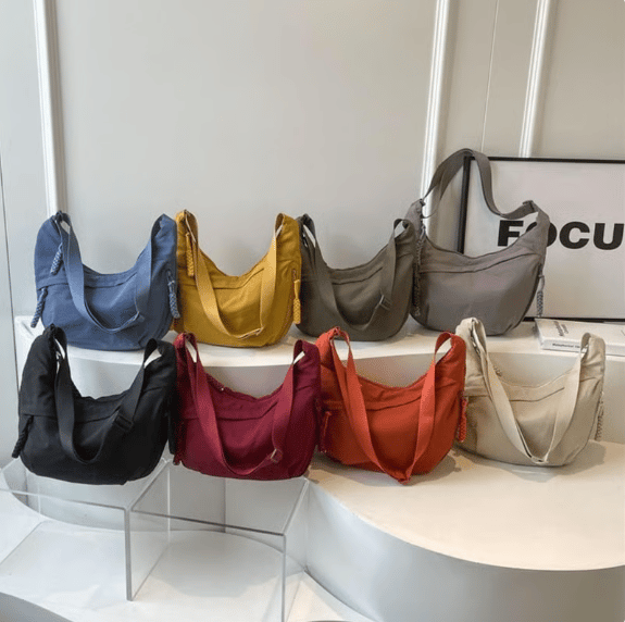 🏆5k sold this week!🔥Designer Direct Sales👜Women's Fashion Plain Color Nylon Crossbody Hobo Bag
