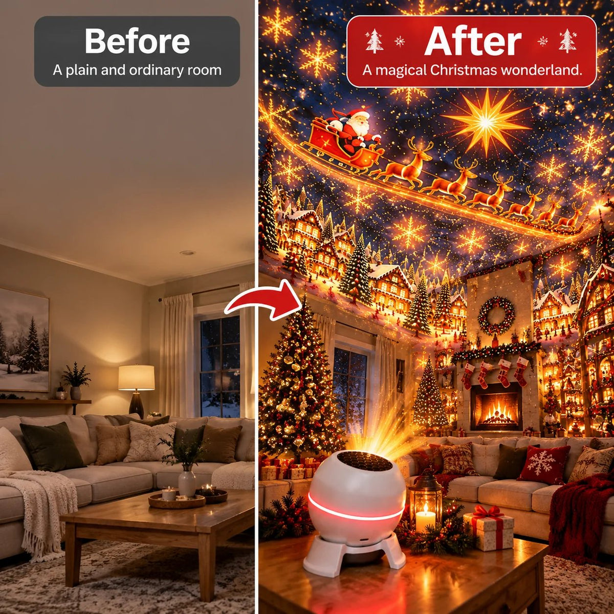 🔥LAST DAY SALE 49% OFF-🎅 Turn Any Room Into a Christmas Wonderland – Holiday Projection Night Light