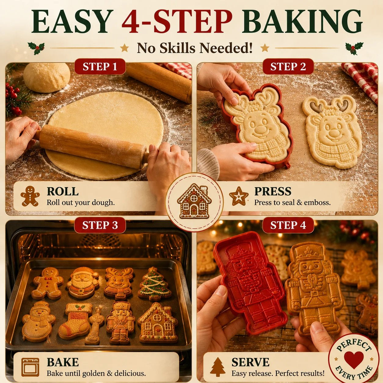 🎄LAST DAY SALE Only $13.99!!🍪Christmas Baking Moulds – 9Festive Designs 🎄
