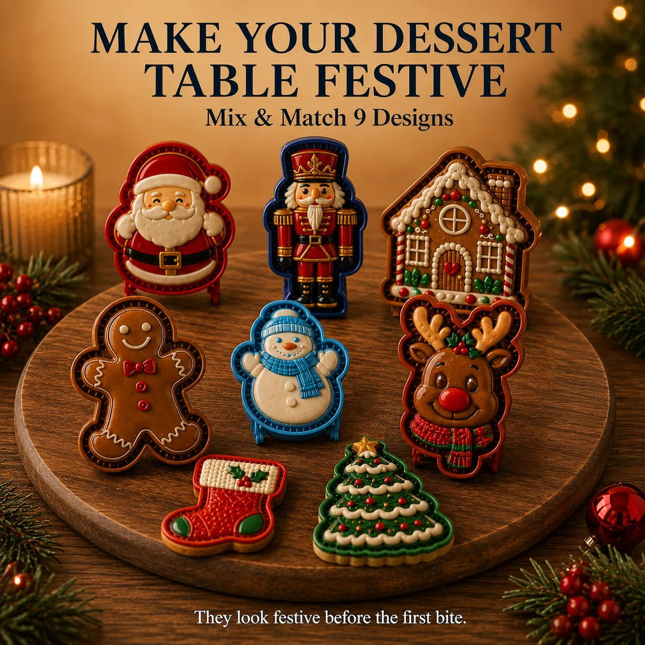 🎄LAST DAY SALE Only $13.99!!🍪Christmas Baking Moulds – 9Festive Designs 🎄