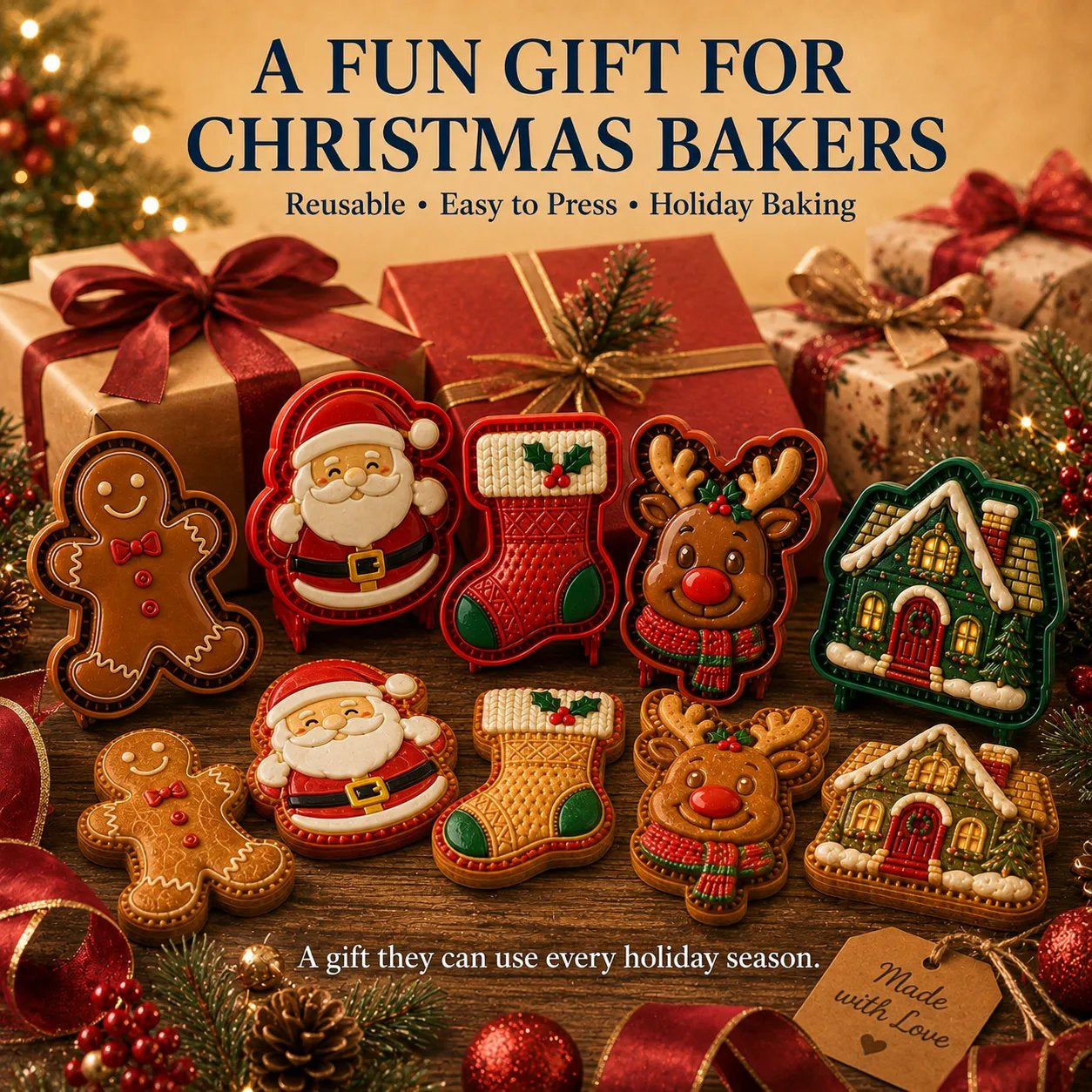 🎄LAST DAY SALE Only $13.99!!🍪Christmas Baking Moulds – 9Festive Designs 🎄