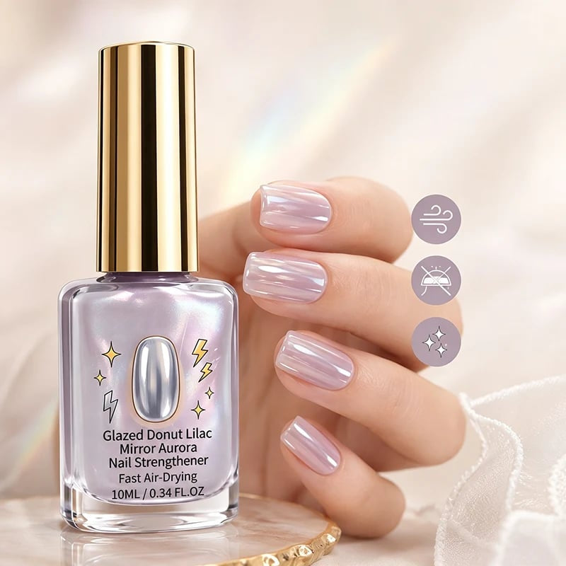 📢📢Last Day: 60% OFF🔥⏰Lilac Glossy Mirror Nail Strengthener