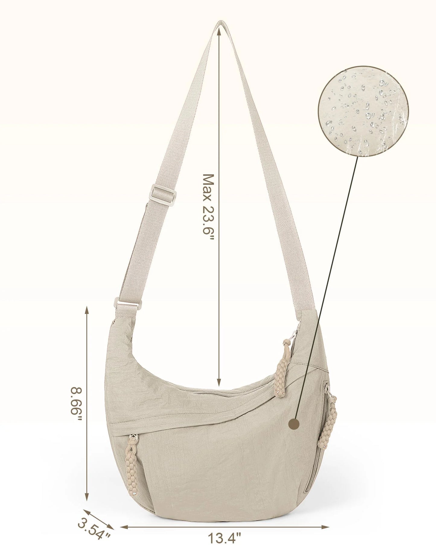 🏆5k sold this week!🔥Designer Direct Sales👜Women's Fashion Plain Color Nylon Crossbody Hobo Bag