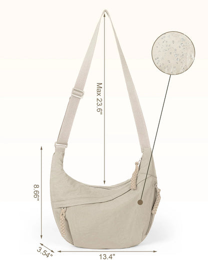 🏆5k sold this week!🔥Designer Direct Sales👜Women's Fashion Plain Color Nylon Crossbody Hobo Bag
